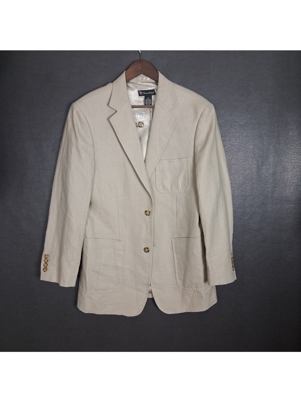 Daniel Bishop Blazer Mens Medium Linen Two Button Sports Coat Pockets Beige